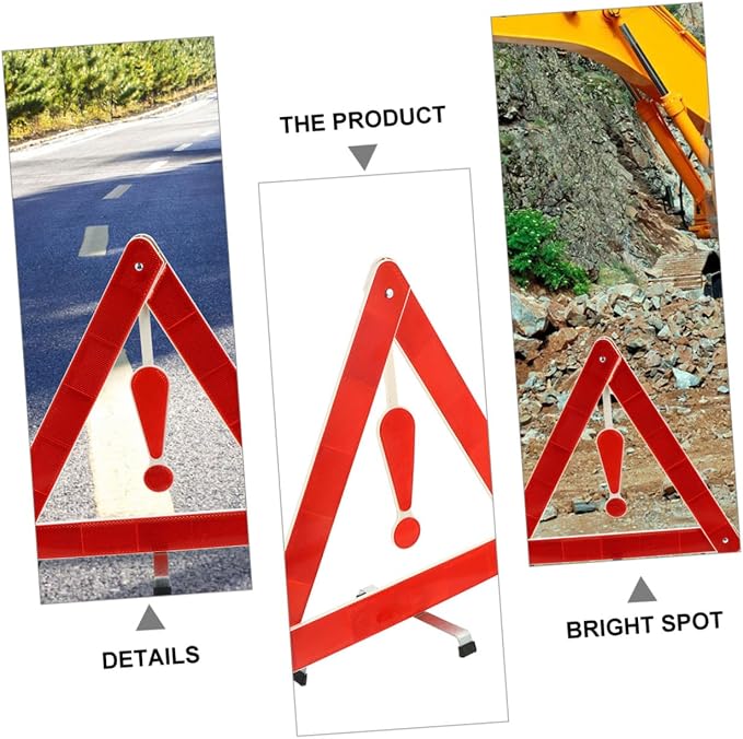 FAVOMOTO 4pcs Car Safety Triangle Kit Folding Reflective Warning Signs Tripods for Roadside Assistance Suitable for Vehicles Work Trucks Road Construction