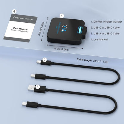 Android Auto & CarPlay Wireless Adapter - 2 in 1 Wireless for iPhone & Android, Plug & Play for Factory Wired Cars - Supports iOS 10+