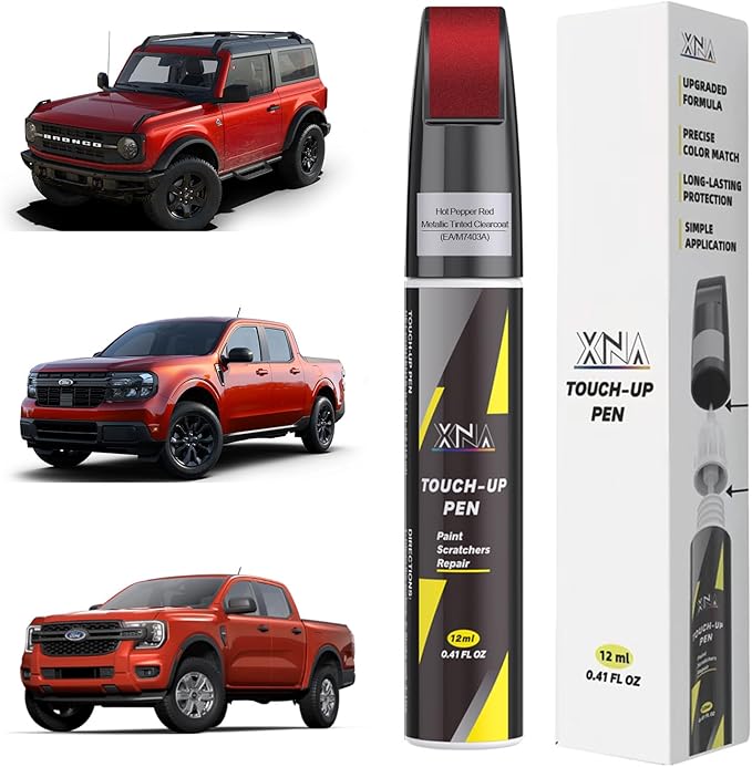 XNA Hot Pepper Red Metallic Tinted Clearcoat(EA/A3403A) for Ford Touch Up Paint, Car Scratch Remover for Nicks and Chips Repair, 2-In-1 Quick & Easy Fix Car Scratch Repair Kit with Exact Color-Matched