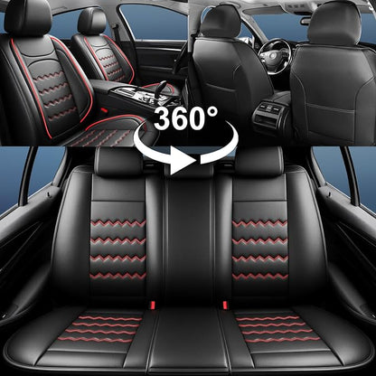 Equinox Seat Covers Fit for Chevrolet/Chevy Equinox 2011-2026, Full Coverage Leather Waterproof Breathable Seat Covers, Automotive Seat Protectors, Airbag Compatible, (2 Front Seats, Red Black)