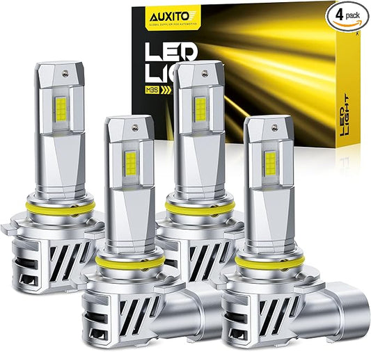 AUXITO 9005 9006 Bulbs HB3 HB4, 80000LM Ultra-Bright, Plug N Play, Long Lifespan, No Flicker, 99% Compatibility, Pack of 4