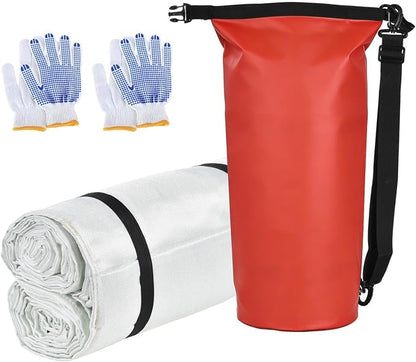 Fires Blankets for Cars 19.6’ x 13.1’EV Thermal Runaway Cover with 2 Pairs Adhesive‑Coated Gloves Storage Bag Quick Deployment for Engine Fires & Accidents