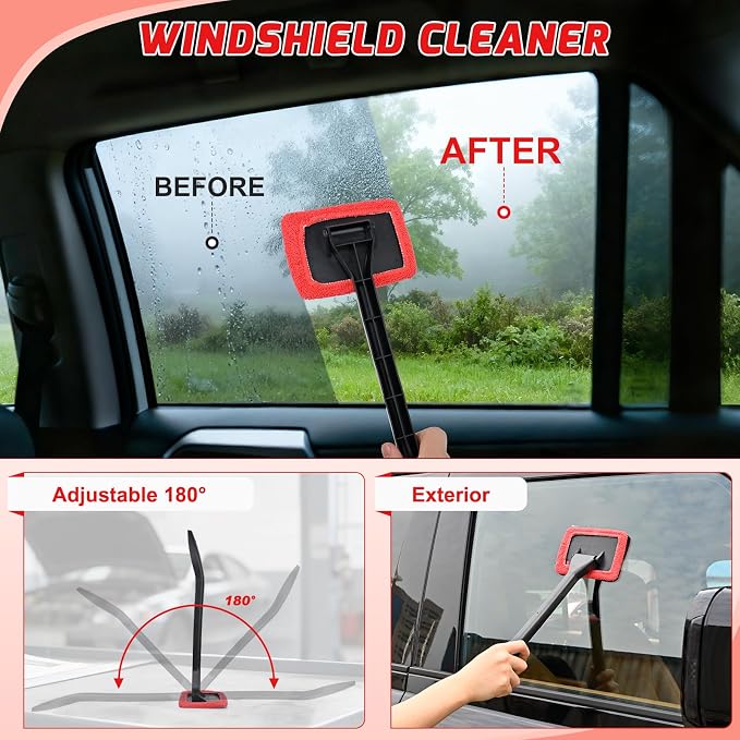 Nilight 37PCS Car Detailing Kit Auto Cleaning Tools Wash Set with Storage Carry Bag Home Use for Interior Exterior Deep Clean Car Care Windshield Dashboard Seat Air Vents Wheels Tires, Red