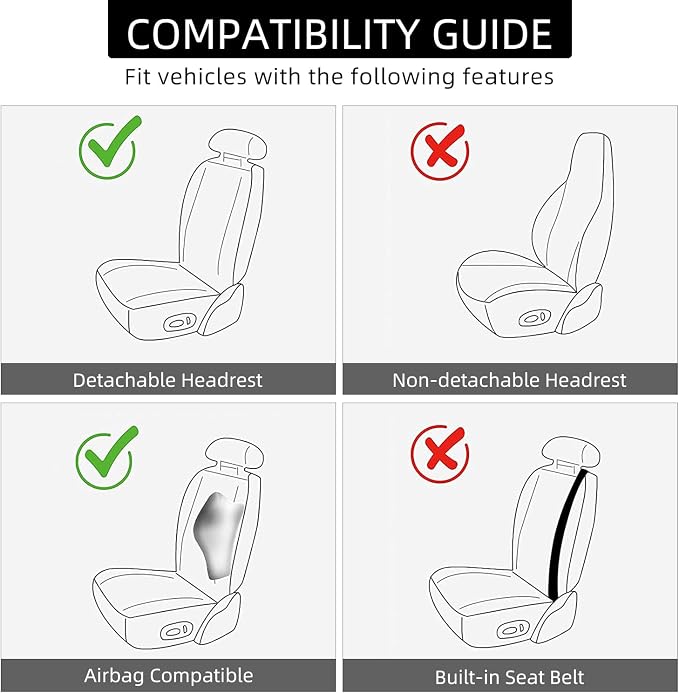 BEITK 2 Pack Leather Front Car Seat Covers,Universal Breathable Full Surround Leather Car Seat Cover Protector,Split Waterproof Luxury Auto Black Seat Cover Cushion for Sedan Cars Pick-up Trucks SUV
