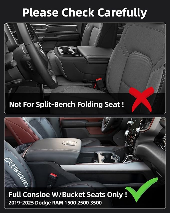 Center Console Organizer for 5th Gen 2025 2024-2019 Ram 1500 2500 3500(Full Console w/Bucket Seats Only), ABS Storage Box, Middle Console Tray Organizer, Insert Container Pallet-White