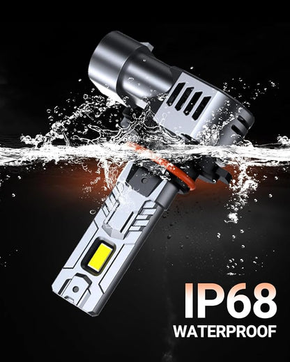 SEALIGHT 9005 9006 Bulbs 140,000LM Higher Brightness 6500k Cool White with Cooling Fans, 9005/HB3 Light 9006/HB4 Powersports LED Fog Lights 52W High Power 1:1 Design, 4 Pack