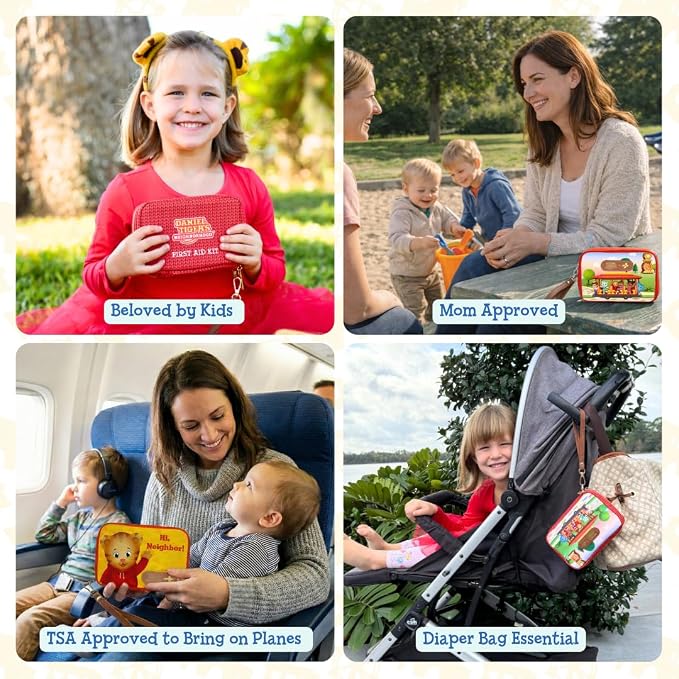 KeepGoing Daniel Tiger’s Travel First Aid Kit for Kids – 130 Pc. for Car, Home, Purse, Diaper Bag & Backpack with Latex-Free Bandages - Mini First Aid Kit Travel Size TSA-Approved