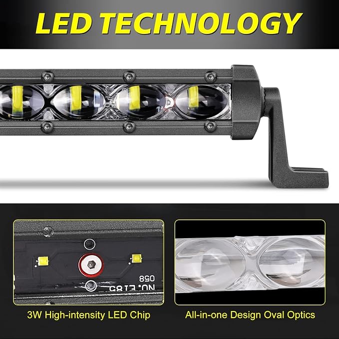 7 Inch LED Light Bars 36W Spot Slim Single Row Light Bar Pods | Off Road Driving Light Pods Work Lights LED Backup Lights Fog Lights 2Pcs for Trucks Pickup Motorcycle SUV UTV ATV Dirt Bike