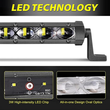 7 Inch LED Light Bars 36W Spot Slim Single Row Light Bar Pods | Off Road Driving Light Pods Work Lights LED Backup Lights Fog Lights 2Pcs for Trucks Pickup Motorcycle SUV UTV ATV Dirt Bike