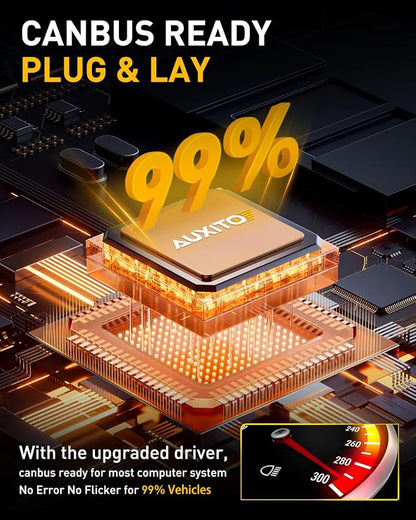 AUXITO H4 LED Bulbs Yellow 3000K 9003 HB2 Light Bulbs, 900% Brighter 40000LM Light Bulbs, Plug N Play, 20 Years Long Lifespan, No Flicker, 99% Compatibility, 2PCS