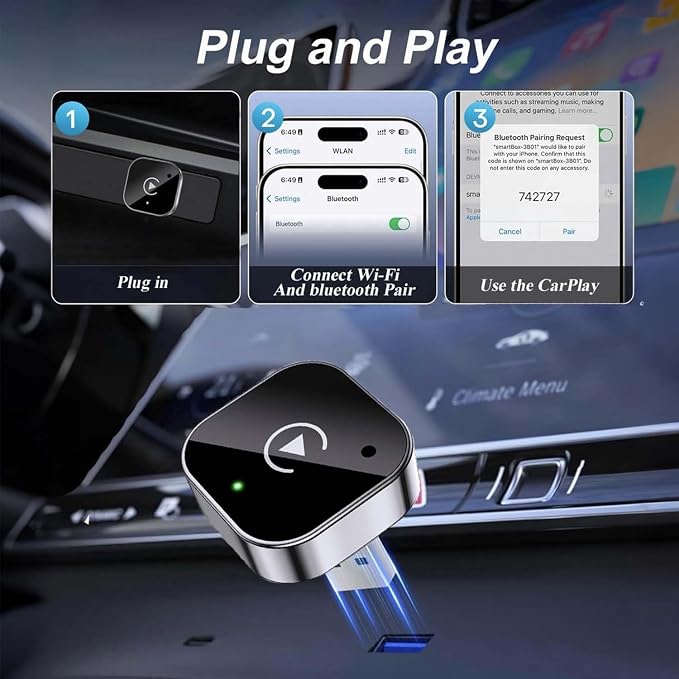 Wireless CarPlay and Android Auto Adapter for Dongfeng Jingyi X5 2016-2022- Mini Plug and Play Converter for Stable Connection