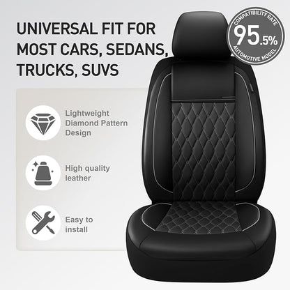 CAROMOP Faux Leather Car Seat Covers Full Set,Luxury and Comfortable Covers for Cars,Split Bench Compatible Car Interior Covers,Universal Fit for Suvs,Vans,Trucks,Airbag Compatible(5-Seat Black/Grey)