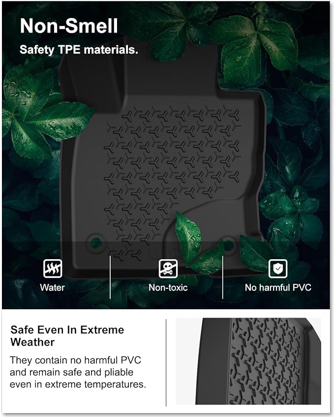Kiwi Master Floor Mats for 2021-2026 Ford Bronco Sport | OEM Replacement MP1Z-7813300-AA, Custom Fit, All Weather Car Mats, Heavy Duty TPE Floor Liners, Front & Rear 2 Row, Black