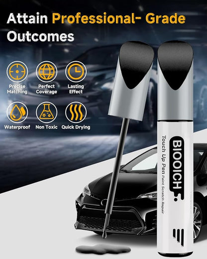Touch Up Paint Pen Exact Color Match Car Chip and Scratch Repair (for Toyota, Attitude/Midnight Black Metallic(218))