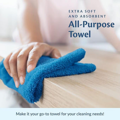 Cotton Towels for Multiple Use, 100% Ring Spun Cotton Towel Set, Heavy Duty - Super Absorbent Cleaning Towels for Car and Home - 16” X 27” (12 Pack, Blue)