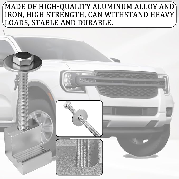 4PCS Truck Tool Box Mounting Kit, J Hook Truck Crossover Tool Boxes for Bed of Truck Aluminum Pickup Toolbox Rail Mounting Kit for Fix Tool Boxes Tie Downs Comes With Fastening Nuts(Silver)