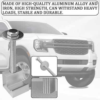 4PCS Truck Tool Box Mounting Kit, J Hook Truck Crossover Tool Boxes for Bed of Truck Aluminum Pickup Toolbox Rail Mounting Kit for Fix Tool Boxes Tie Downs Comes With Fastening Nuts(Silver)