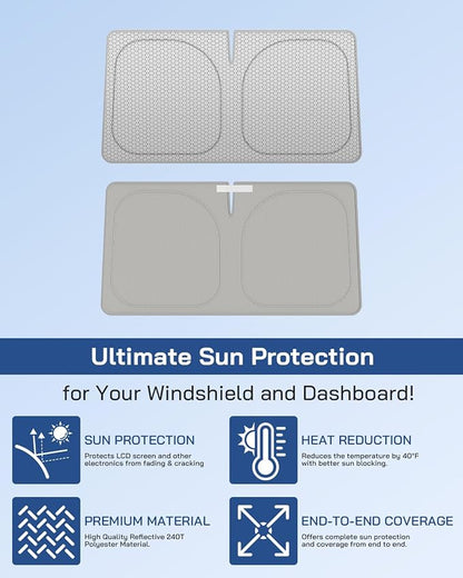 helloleiboo Graphene Car Windshield Sun Shade – 59" x 33" Foldable Car Sun Shade, Advanced Heat Absorption & UV Protection, Universal Fit for Cars, SUVs & Trucks (59 * 33 Inches)