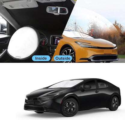 TINGLU Sun Shade for Toyota Prius 2023-2025 2026 Accessories Windshield Sun Shade Window Shade UV Rays Protection Sun Visor Cover with Steering Wheel Sunshade Storage Bag