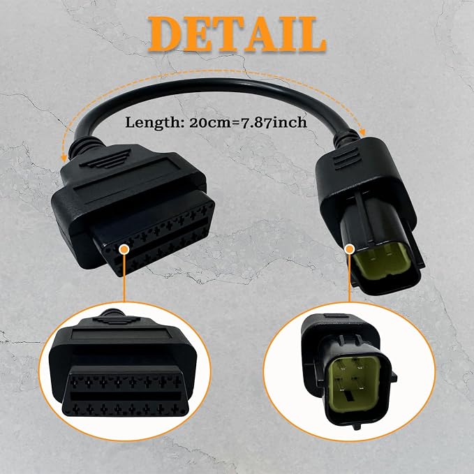 4 Pin OBD1 to OBD2 Adapter Cable for KUBOTA Diagnostic Tools,Fits Kubota 4pin OBD2 Adapter Connector, Work with Kubota Interface OBD II Diagnostic Scanner Tool/Code Reader