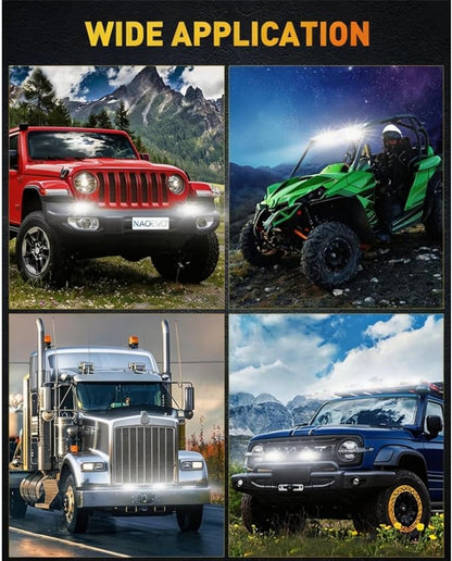 LED Light Bar 6 Inch Roof Bumper Lamp Offroad for 4x4 Trucks SUV ATV UTV | 2PCS 120W Spot Beam IP68 Waterproof Single Row Driving Lights Backup Lighting with Wiring Harness Kit Slim Light Pods