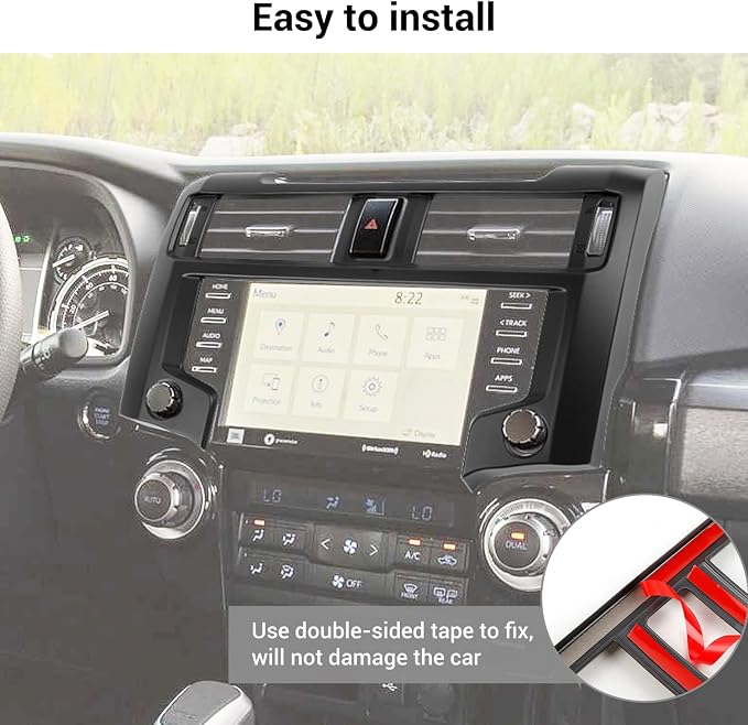 Hoolcar Dashboard Center Console Navigation Trim Panel Decoration GPS Interior Cover Trim Accessories Compatible with 2020-2023 2024+Toyota 4Runner, Matte Black