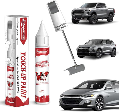 GXD/WA130H Sharkskin/Sterling Gray Metallic Car Touch Up Paint for Chevrolet, Color Accurate Two-In-One Car Paint Scratch Repair Pen for Vehicles Chips and Nicks Scuff