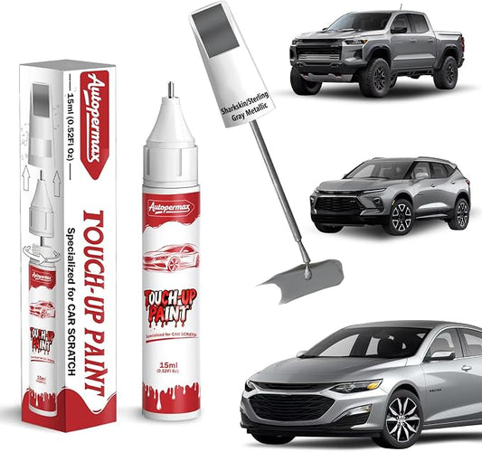 GXD/WA130H Sharkskin/Sterling Gray Metallic Car Touch Up Paint for Chevrolet, Color Accurate Two-In-One Car Paint Scratch Repair Pen for Vehicles Chips and Nicks Scuff
