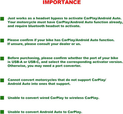 USB-A to C Bypass Bluetooth Headset CarPlay Cable for Motorcycle | 1.64Ft/Black,Enable CarPlay without Bluetooth Headset on Goldwing 2018-2024, 2-in-1 Support Charging