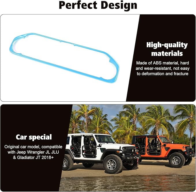 RT-TCZ Air Conditioning Dashboard Center Console Control Trim Panel Cover Interior Accessories Decoration Trim Kit for Jeep Wrangler JL JLU & Gladiator JT 2018-2022,Light Blue