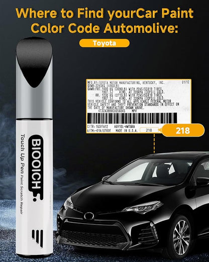 Touch Up Paint Pen Exact Color Match Car Chip and Scratch Repair (for Toyota, Attitude/Midnight Black Metallic(218))