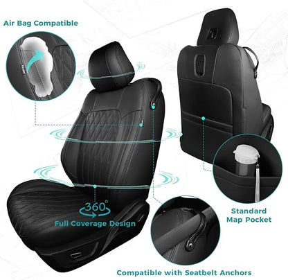 Custom for Ford Mustang Coupe Seat Covers 2015-2025 - Custom-Fit Full Set Faux Leather Car Seat Covers for Mustang Coupe Fastback GT/V6/EcoBoost 2015 2016 2017 2018 2019 2020 2021 2022 2023 2024 2025