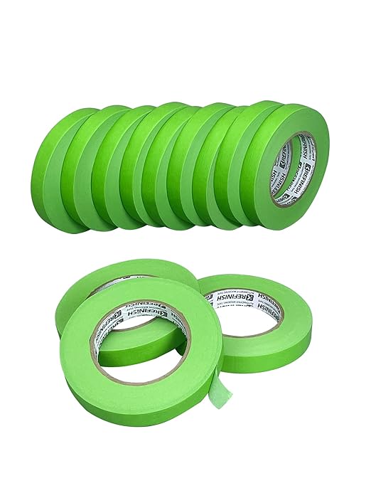 KREFINISH Painters Tape for Car - Green No Residue Automotive Masking Tape - Heat Resistant for Paint Booth, 0.7 Inches X 60 Yards, 12 Rolls