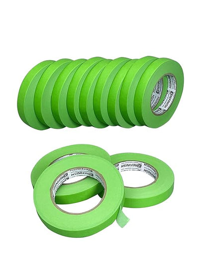 KREFINISH Painters Tape for Car - Green No Residue Automotive Masking Tape - Heat Resistant for Paint Booth, 0.7 Inches X 60 Yards, 12 Rolls