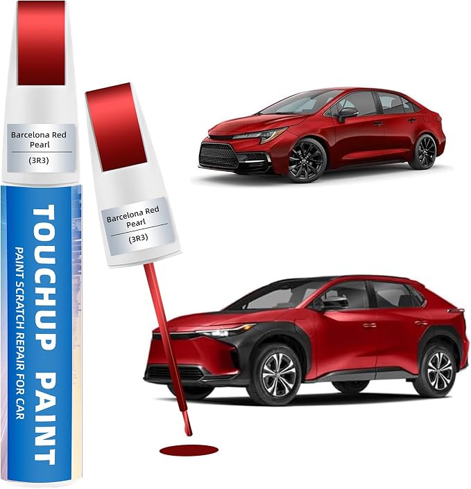 Barcelona Red Pearl(3R3) Touch Up Paint for Toyota 2-in-1 Car Scratch Repair Pen for Rock Chips, Door Scratches & Paint Nicks Exact Color Match Quick Dry DIY Fix for RAV4 Camry Corolla
