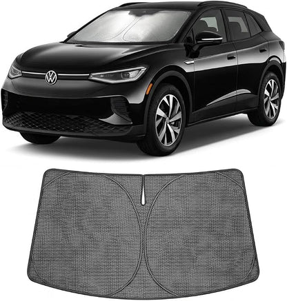 Proadsy Windshield Sun Shade Custom Fit Volkswagen VW ID.4 2021-2026 Ice Crystal Black Front Window Sunshade UV and Heat Blocker Foldable Visor Keeps Car Cooler for Summer Parking and Daily Use