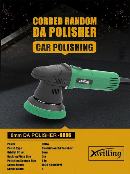 Buffer Polisher, 5-Inch 8MM Dual Action Random Orbital Car Polisher with 6 Variable Speed MAX4500 RPM, Car Detailing Kit for Car Detailing Polishing and Waxing