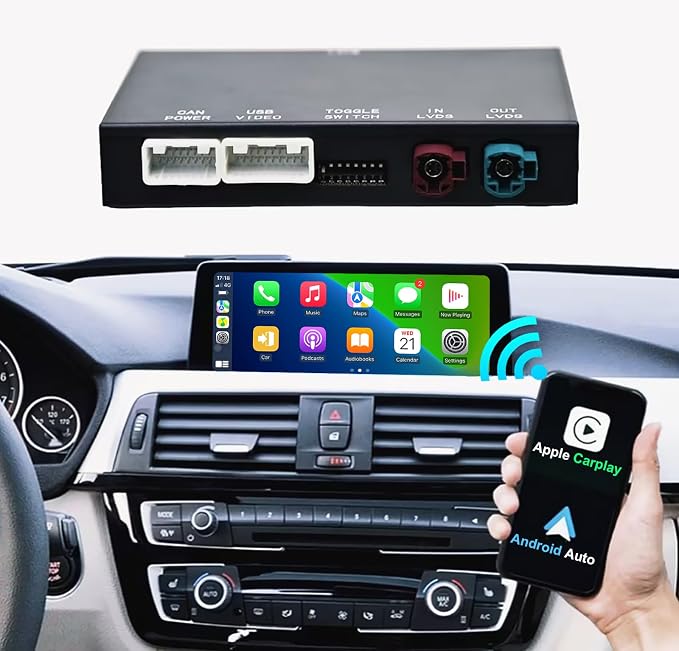 Wireless CarPlay Android Auto Retrofit Kit Decoder Box for BMW NBT System 1/2/3/4/5/6/7 Series X3/X4/X5/X6,Support Mirror Link,Camera, GPS, Siri, YouTube, for BWM Accessories