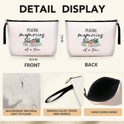 Jztco Camping Gifts for Women - Funny Travel Toiletry Bag for Graduation Gifts, Sister, Bestie, Best Friend BBF - Making Memories One Campsite At A Time