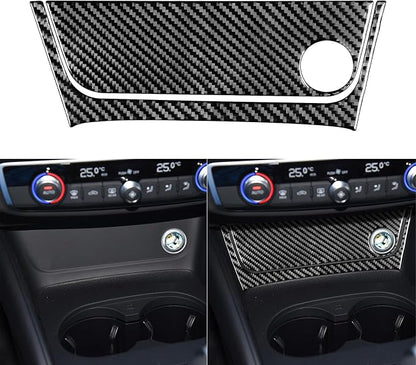 Real Premium Carbon Fiber Decor Compatible with Audi A3 S3 RS3 8V 2013 2014 2015 2016 2017 2018 2019 Car Center Console Power Outlet Sticker Kit Auto Interior Accessories Decal 2PCS Black