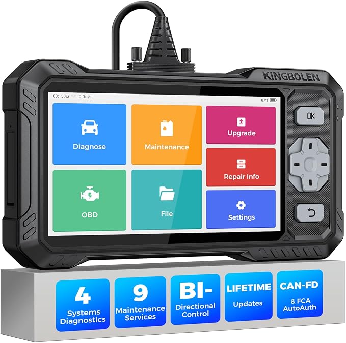 KINGBOLEN OBD2 Scanner S608, 2026 Bidirectional Scan Tool for ABS/SRS/Transmission/Engine, 9 Resets Oil Brake DPF Bleed Gear Injector Throttle BMS SAS, CAN FD & FCA/Renault SGW, Lifetime Free Update