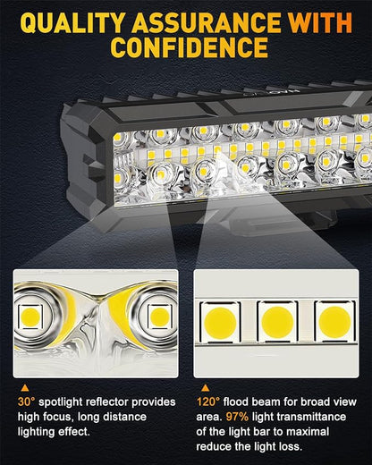 NAOEVO 6 Inch LED Light Bar, 50W 4000LM LED Fog Lights, Spot & Flood Combo for Trucks, Cars, Boat, ATV, UTV, 2 Pcs (White)