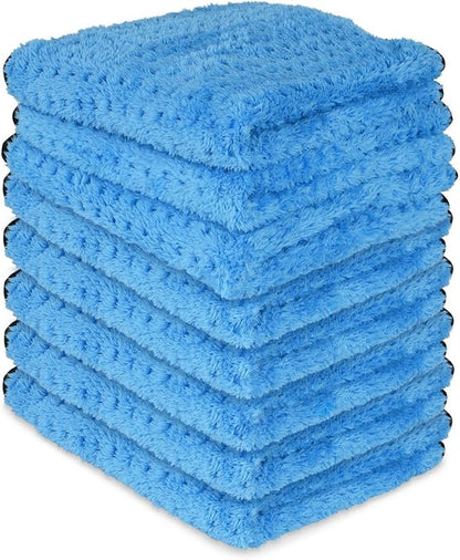 Liquid X Blue Xtreme Plush Waffle Weave Microfiber Detailing Towel Guaranteed Satisfaction - 16" x 16" (8 Pack)