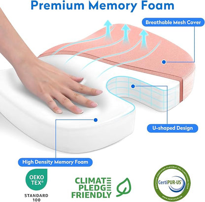 CushZone Seat Cushion, Office Chair Cushions, Car Seat Cushion, Non-Slip Sciatica & Back Coccyx Tailbone Pain Relief Chair Pad, Memory Foam (Pink)