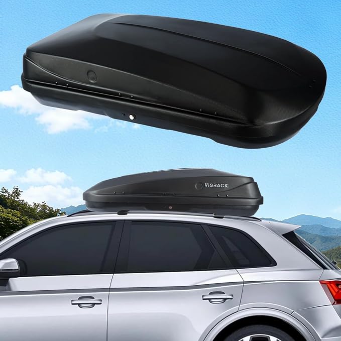 Hard Shell Rooftop Cargo Carrier with Roof Box, Heavy Duty Weatherproof 13 Cubic Feet Rooftop Cargo Carrier for Car Storage, Diamond Black