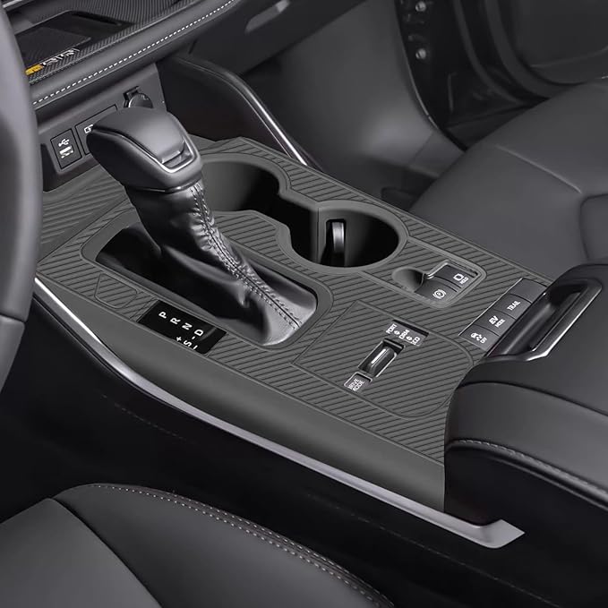 Temmis Center Console Silicone Organizer with Cup Holder for Toyota Highlander 2020-2022 (Hybrid Version), Full-Wrap Center Consel Electrostatic adsorption Cover for Highlander-Black