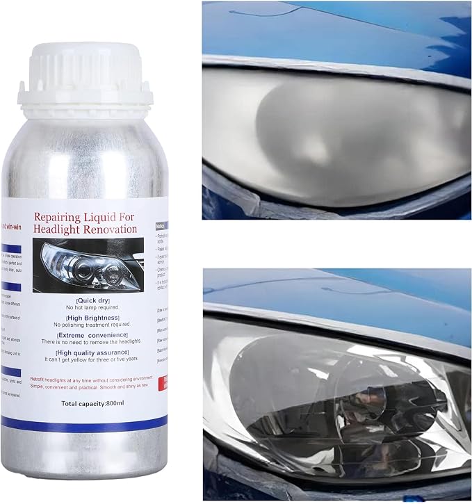 ROYWOO Car Headlight Restoration Liquid 600ml (800g), Auto Headlight Scratch Restoring Fluid, Headlight Lens Polish Repair Liquid for Repair of Scratch,Yellowed, Haze, Cracked Headlamp