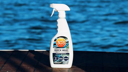 303 (30213-6PK) Marine Quick Wax - Quick And Easy Spray On Wax - 90 Days Of Protection - Provides a Slick, Protective, Glossy Shine - Use On Wet Or Dry Surfaces - Carnauba Wax, 32 fl. oz. 6 Pack
