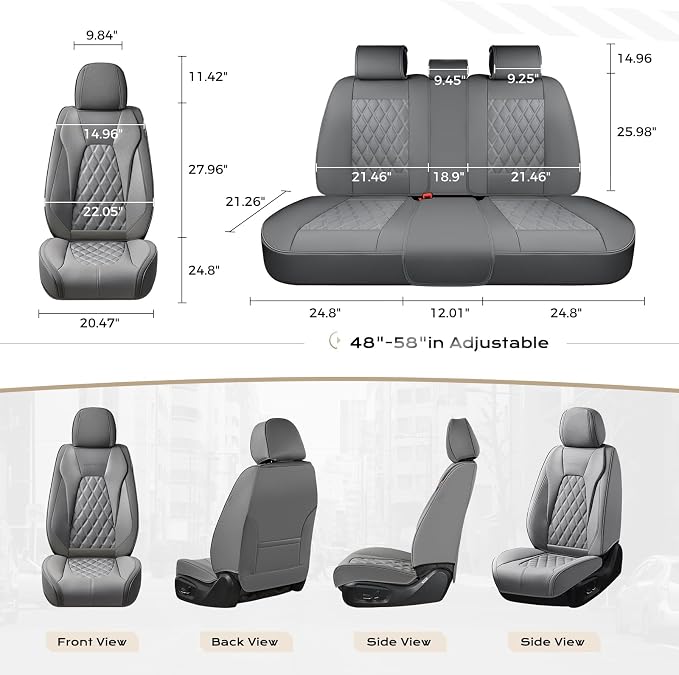 Coverado Car Seat Covers, Front Seat Cover, 2 Pack Luxury Faux Leather Seat Covers for Cars, Waterproof Car Seat Protector Car Seat Cushion, Universal Automotive Seat Covers Fit for Most Cars - Gray