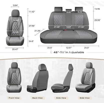 Coverado Car Seat Covers, Front Seat Cover, 2 Pack Luxury Faux Leather Seat Covers for Cars, Waterproof Car Seat Protector Car Seat Cushion, Universal Automotive Seat Covers Fit for Most Cars - Gray